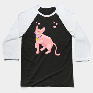 3d effect pink cat with medal Baseball T-Shirt